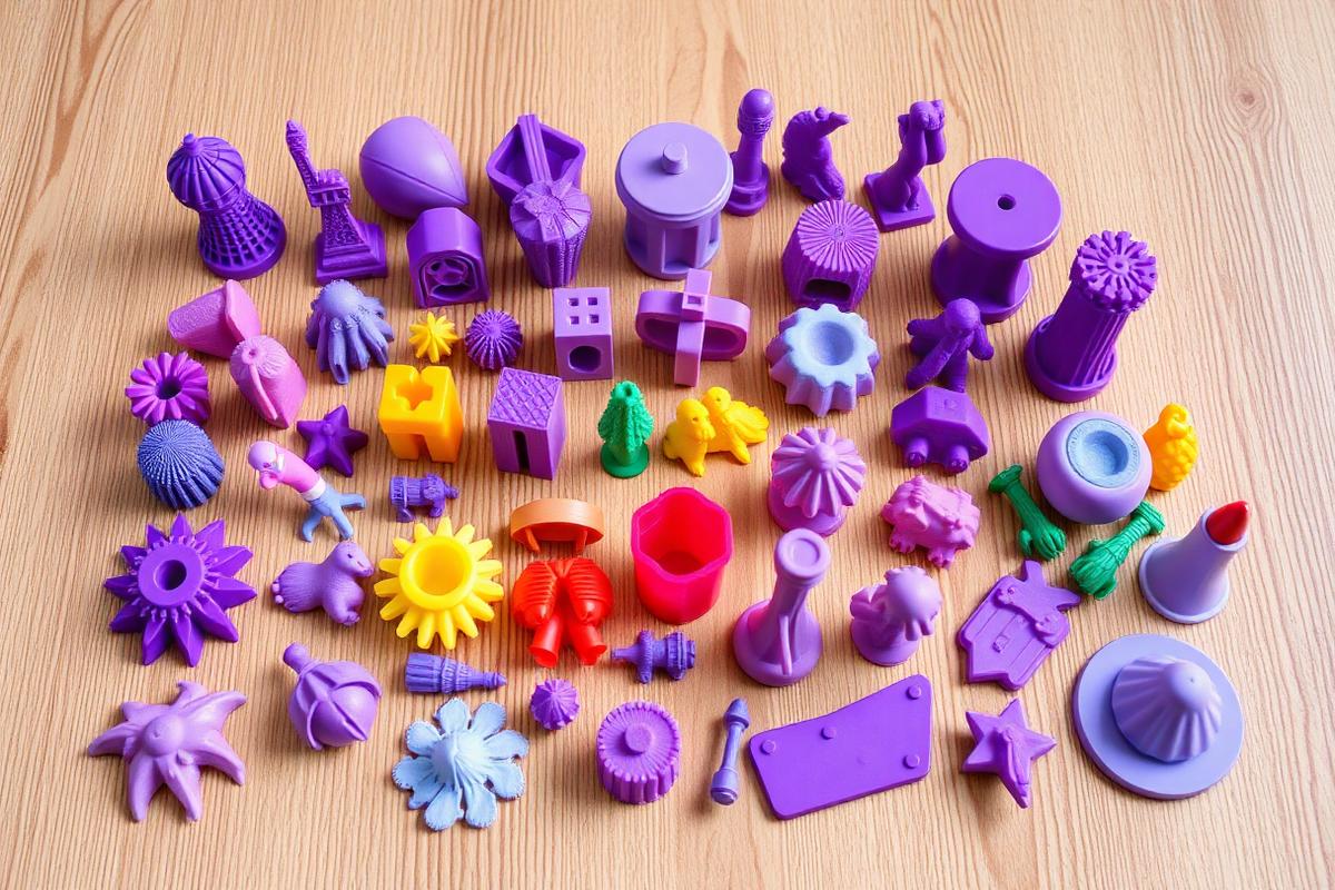 Coleção de peças impressas em 3D em diversos formatos